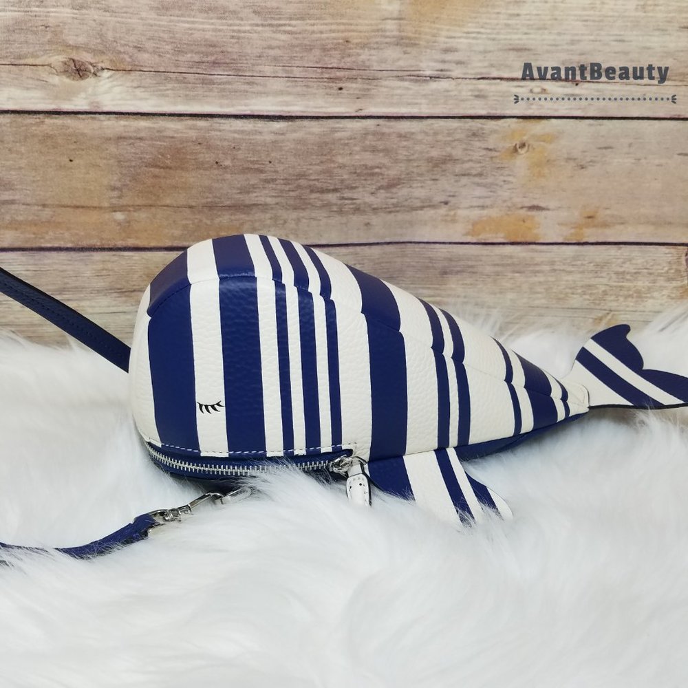 Kate Spade Whale Striped Blue Crossbody Shore Bag - Picture 3 of 15